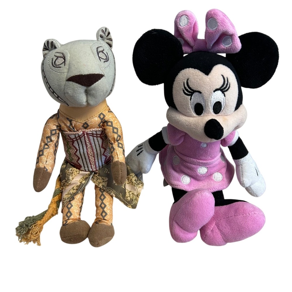 Disney Minnie Mouse Pink Polka Dot & Lion King Broadway Nala Plush Lot of 2 7in